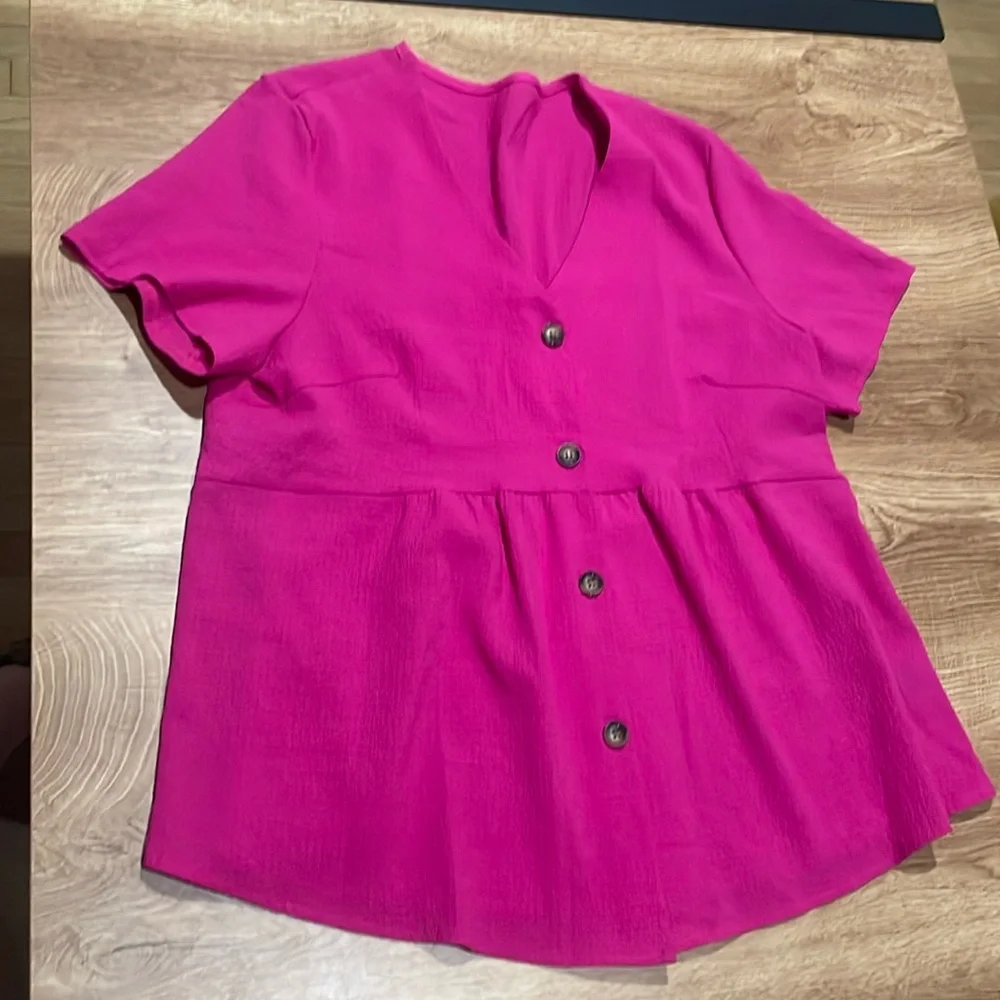 Pink button down blouse - Picture 1 of 5